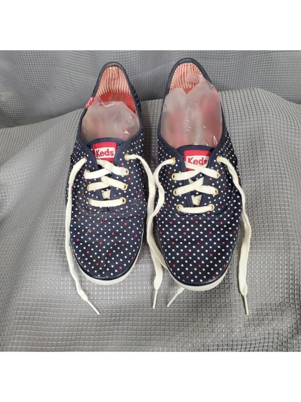 Keds Womens Size 8 Sneakers Shoes Star Print Lace Up Casual Canvas Patriotic Fun